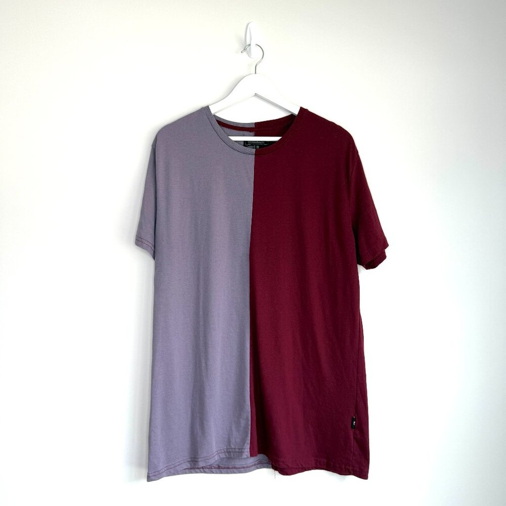 Dikotomy Split Panel Two Tone Colorblock Purple T Shirt